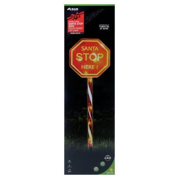 2 Function Warm White Led Double Sided Santa Sign Solar Light Stake - 18cm x 70cm