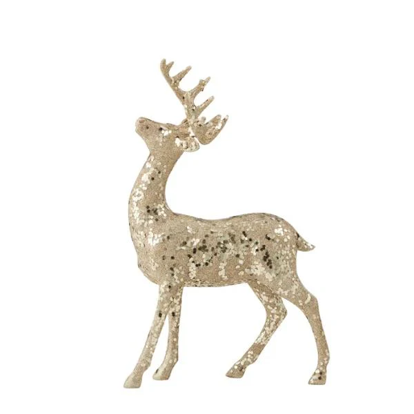 Standing Deer w/Glitter Res 22x34cm Gold