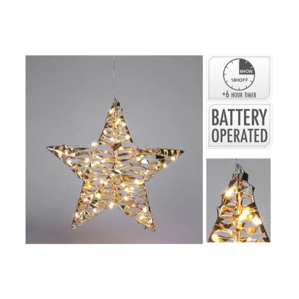 Shiny Gold Star With 30 Led - 40cm