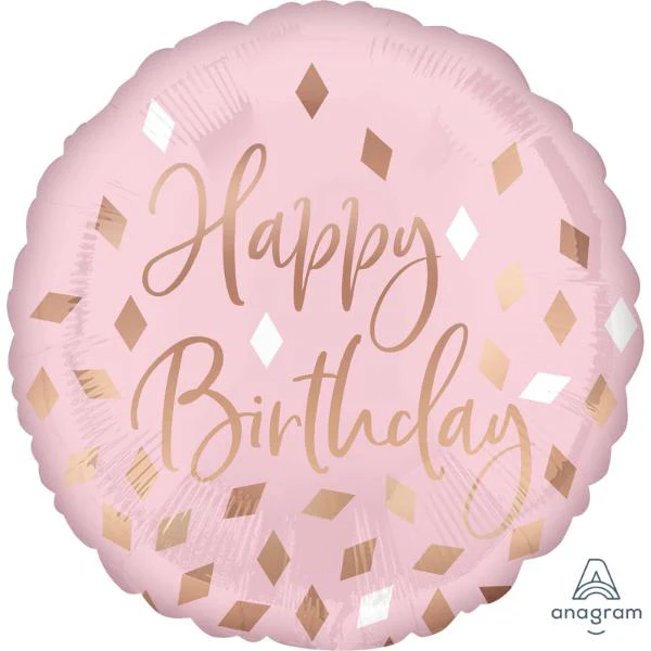 Standard Blush Happy Birthday Foil Balloon - 45cm