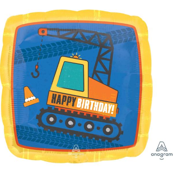 Standard HX Construction Happy Birthday Foil Balloon - 45cm