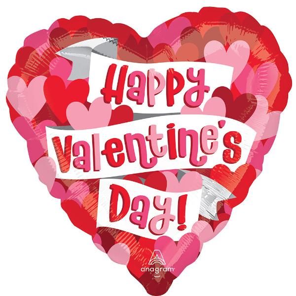 Happy Valentines Day Hearts Foil Balloon - 43cm