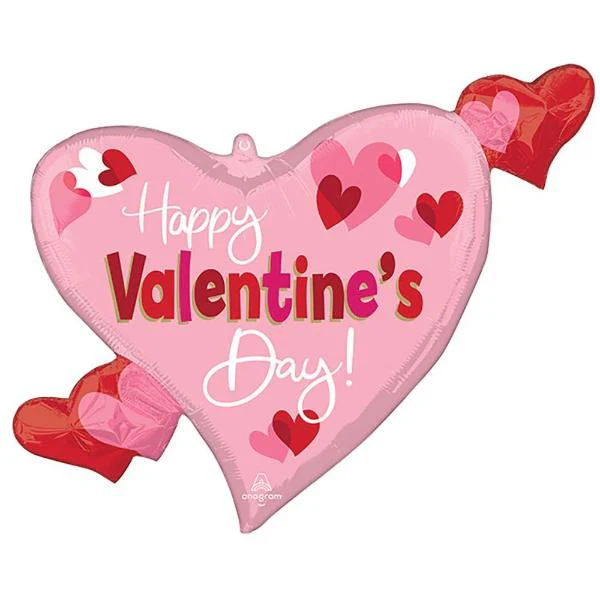 Happy Valentines Day Playful Swirly Heart Foil Balloon - 60cm