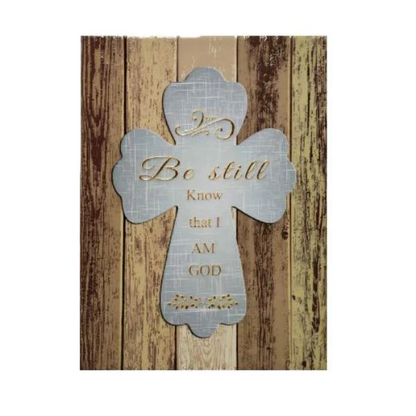 Decorative Ceramic Plaque With Timber Look Design And Raised 3D Personalised Cross - 15cm x 20cm
