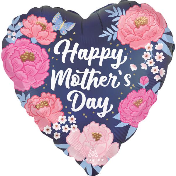 Happy Mothers Day Peony Satin Balloon - 45cm