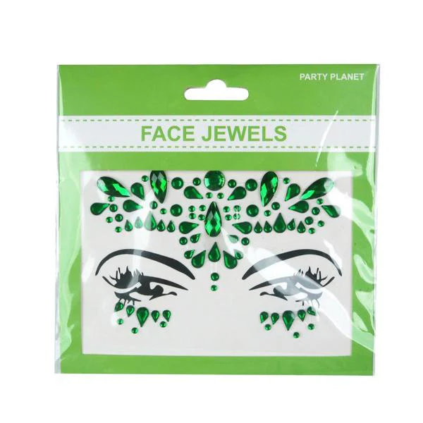 Green Stick On Face Jewellery - Image 3