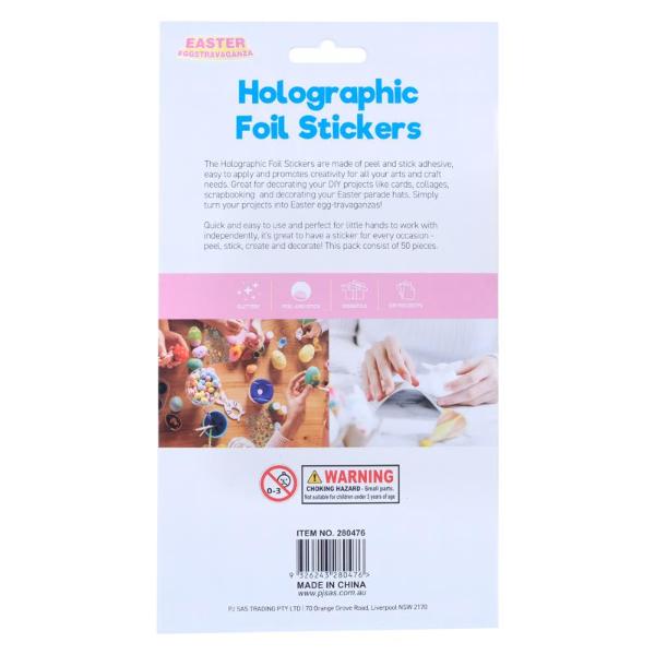 50 Pack Easter Holographic Stickers - 14cm x 25cm - Image 3