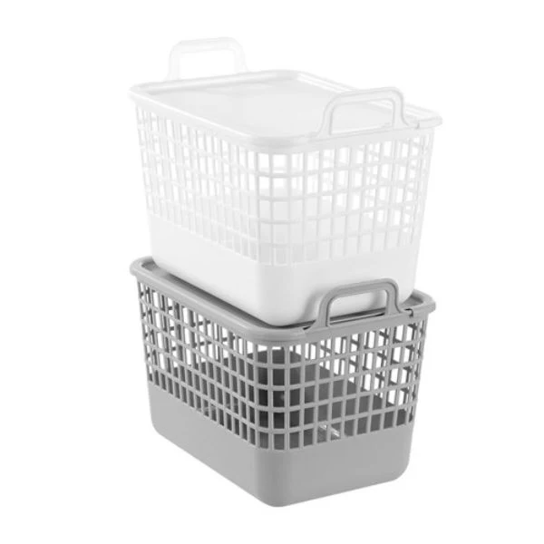 Large Storage Tote With Lid - 33cm x 23.5cm x 25.5cm