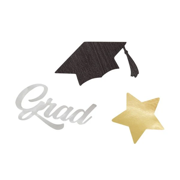 Graduation Stars & Caps Jumbo Foil Confetti - 14g - Image 2