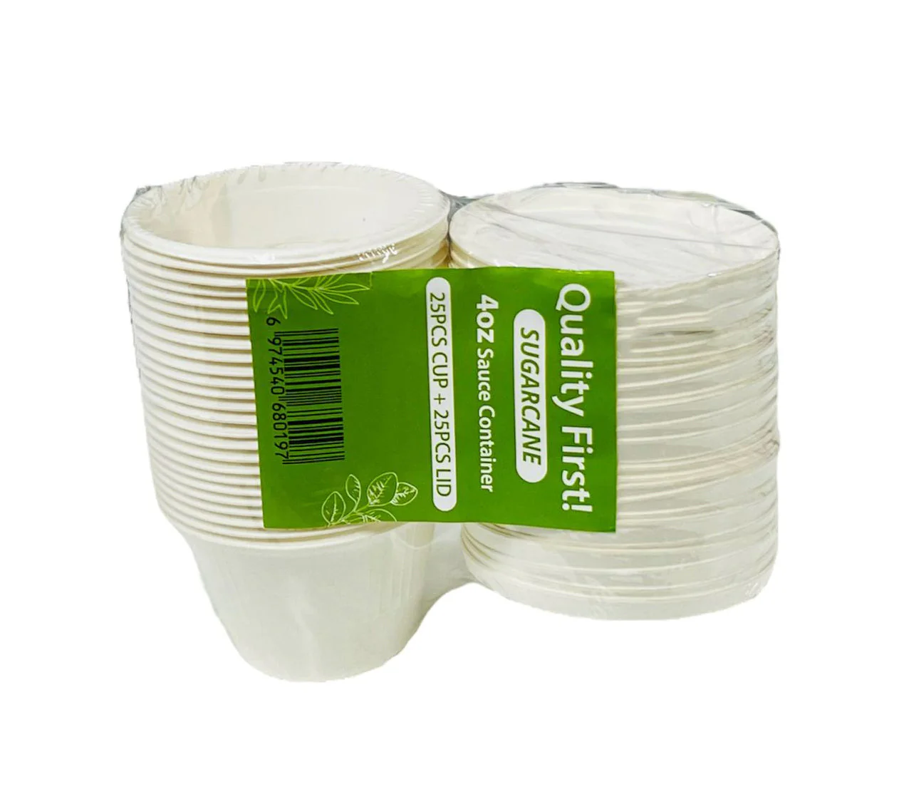 25 Pack Sugar Cane Sauce Container With Lids - 4oz