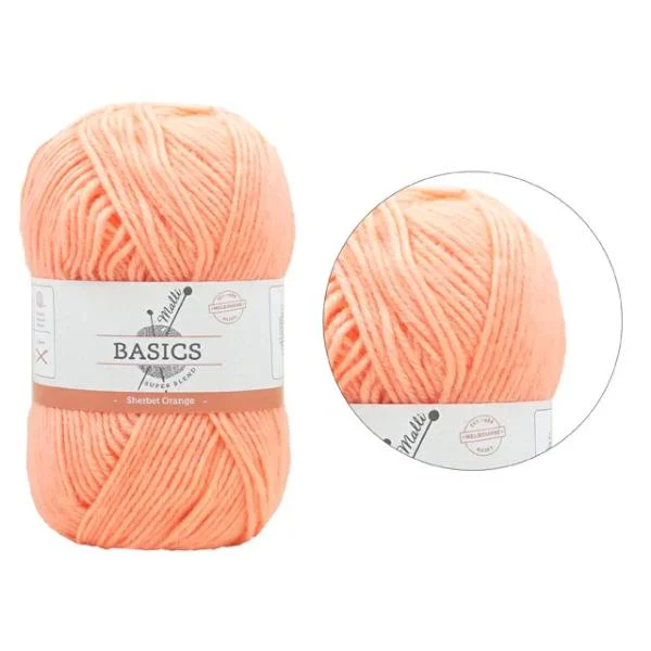 Sherbert Orange Super Blend Basic Yarn - 100g