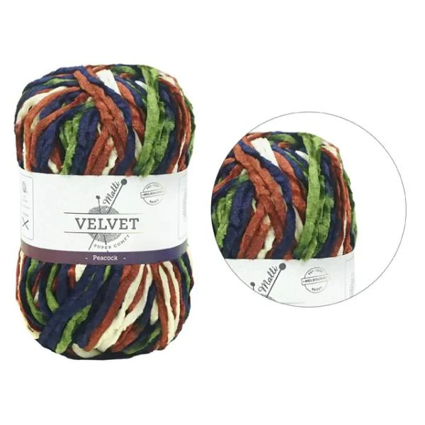 Super Comfy Velvet Mix Peacock Yarn - 100g