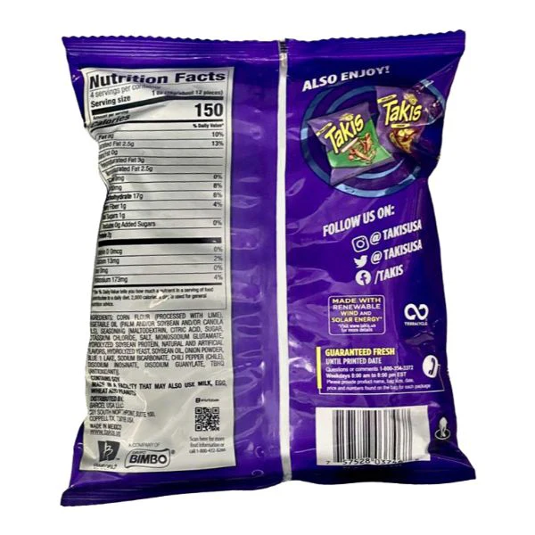 Takis Blue Heat Hot Chilli Pepper Tortilla Chips - 113g - Image 2