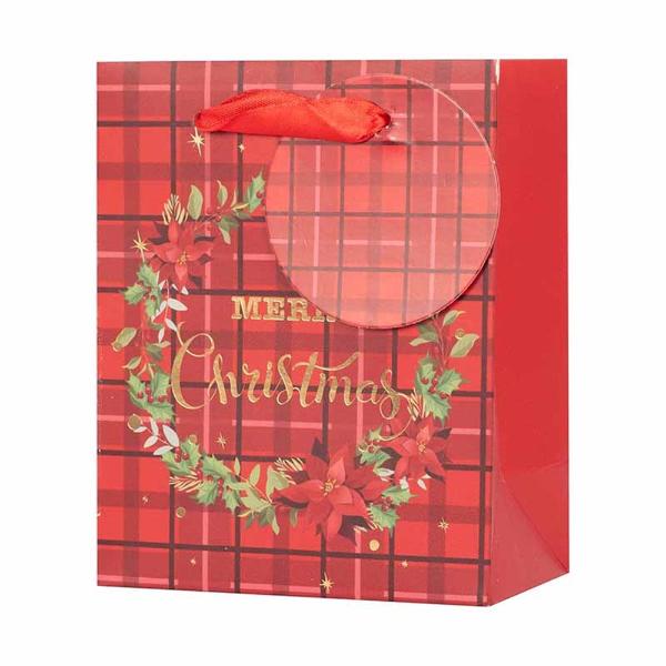TARTAN & BERRIES GIFT BAG SMALL 11.1X13.7X6.2CM