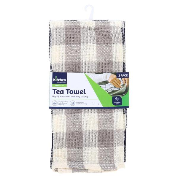 3 Pack Chequered Tea Towel - 38cm x 58cm - Image 4