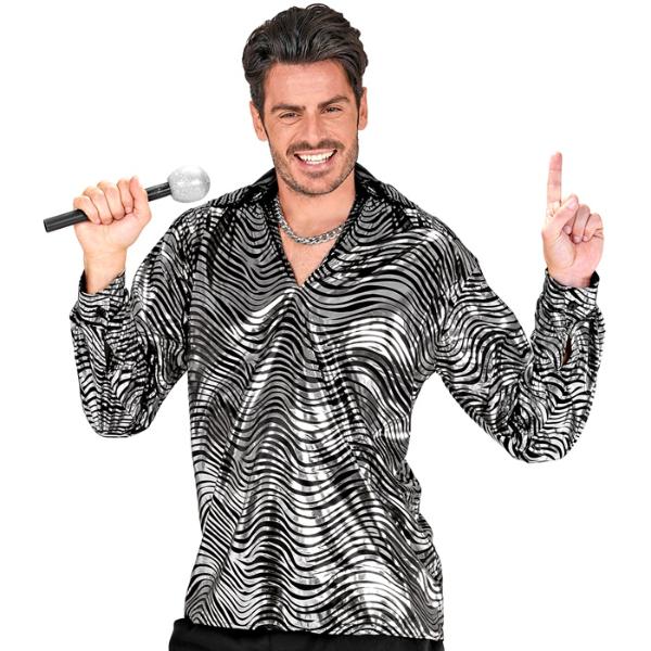 The 70s Disco Style Silver Waves Shirt - Medium - Large - Image 5