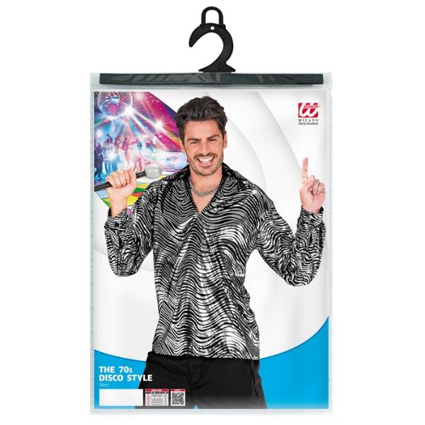 The 70s Disco Style Silver Waves Shirt - X Large - Image 3