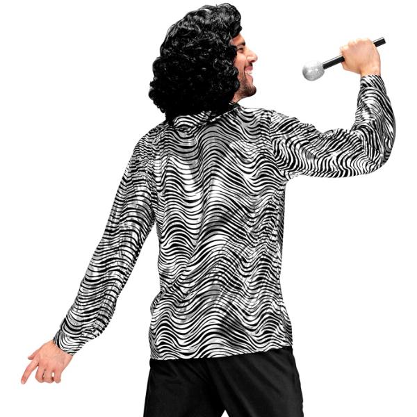 The 70s Disco Style Silver Waves Shirt - X Large - Image 4
