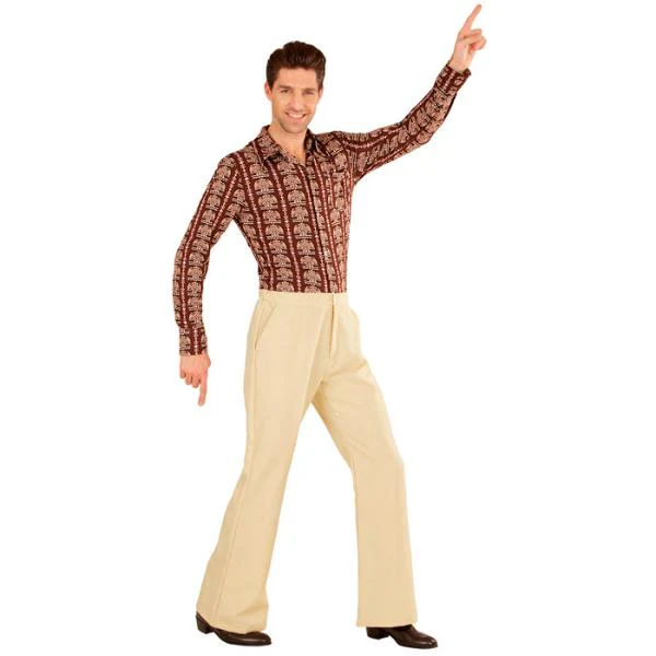 The 70s Groovy Style Beige Pants - Large - X Large - Image 3