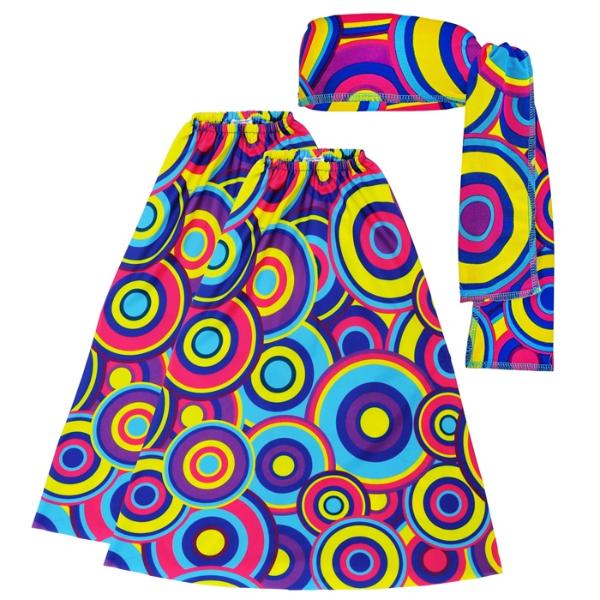 The 70s Groovy Style Blue Bubbles Headband & Leg Warmers - Image 3