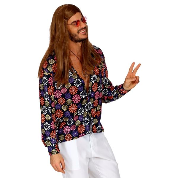 The 70s Groovy Style Blue Flowers Shirt - XX Large - Image 3