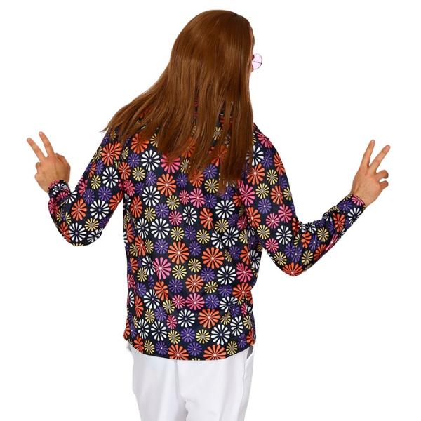 The 70s Groovy Style Blue Flowers Shirt - XX Large - Image 5