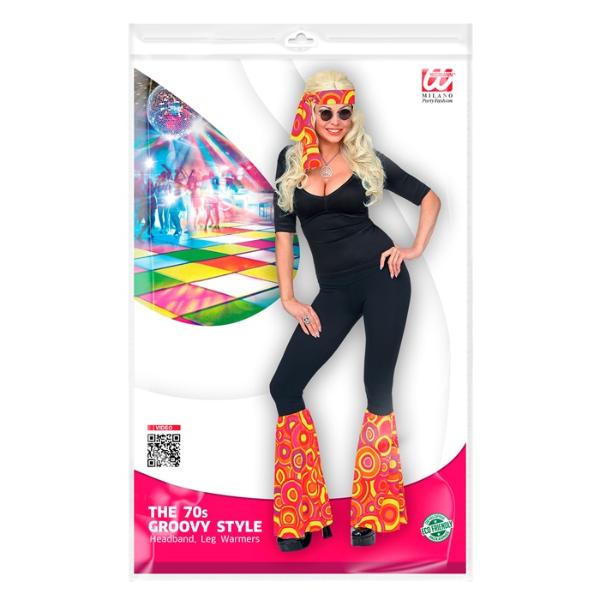 The 70s Groovy Style Orange Bubbles Headband & Leg Warmers - Image 2