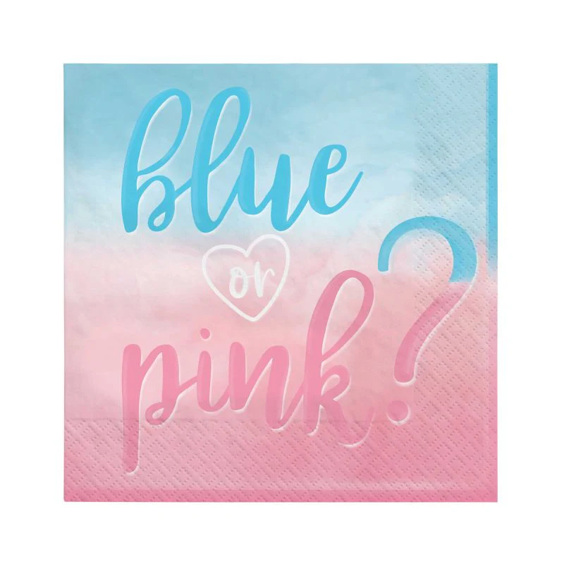 16 Pack Gender Reveal Lunch Serviette Napkins - 17cm