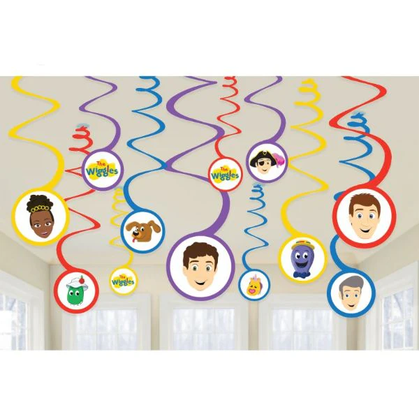 12 Pack The Wiggles Party Spiral Decorations