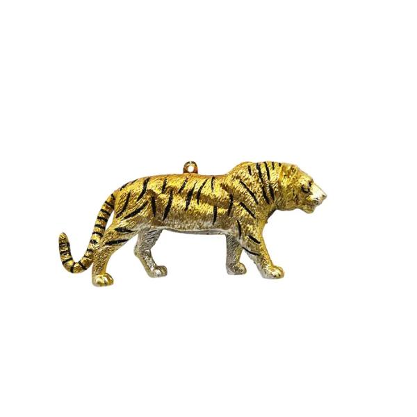 Tiger Ornament Plastic 13x5cm Gold/Black