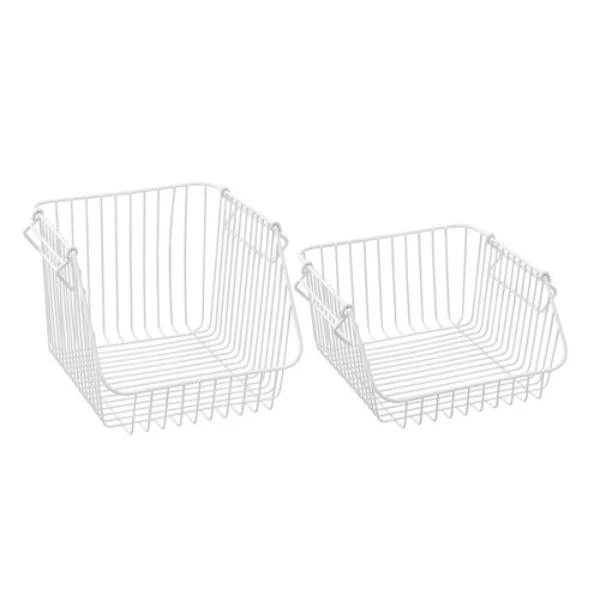 White Toska Wire Stacking Basket - 29.5cm x 29cm x 14.5cm - Image 5