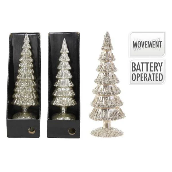 Silver Glass Led Tree - 36cm