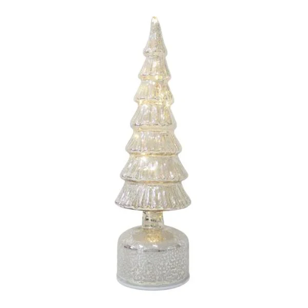 Tree Glass LED 9x33cm Shiny Silver