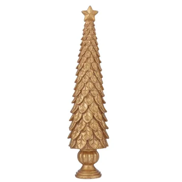 Tree w/Leaves Polyresin 8x8x34cm Gold