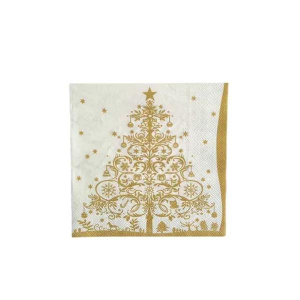 Tree w/Stars 20Pck 3Ply 33cm Napkin Gld