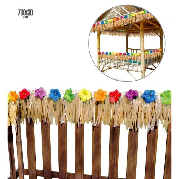 Tropical Deck Fringe With Hibiscus Flower - 730cm x 30cm - Image 2