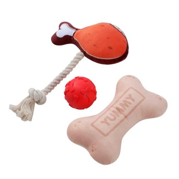 3 Pack Tug N Play Plush Pet Toy - 17cm x 11cm x 5cm - Image 3