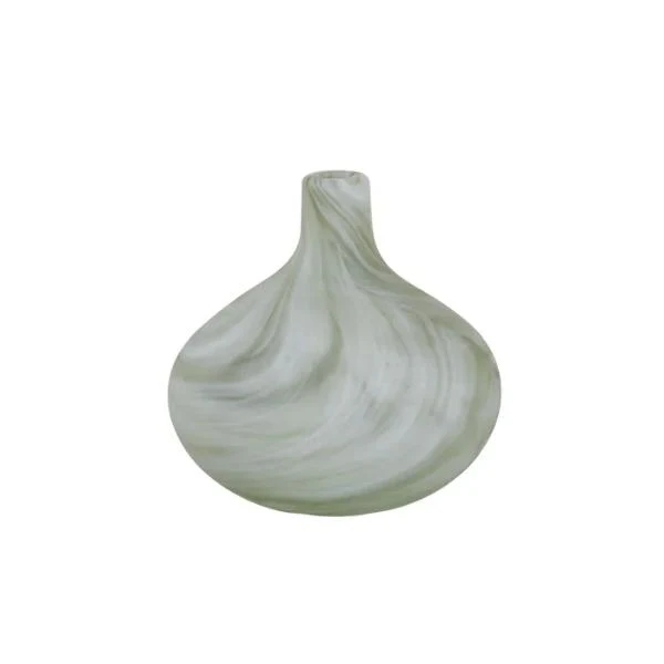 Green Tully Glass Vase - 17cm x 17.5cm