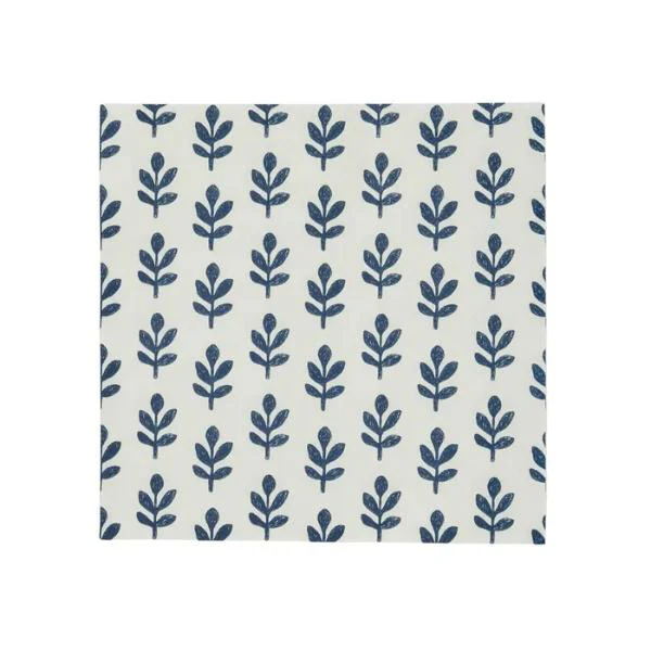 20 Pack White / Blue Tulsi 3 Ply Napkin - 33cm