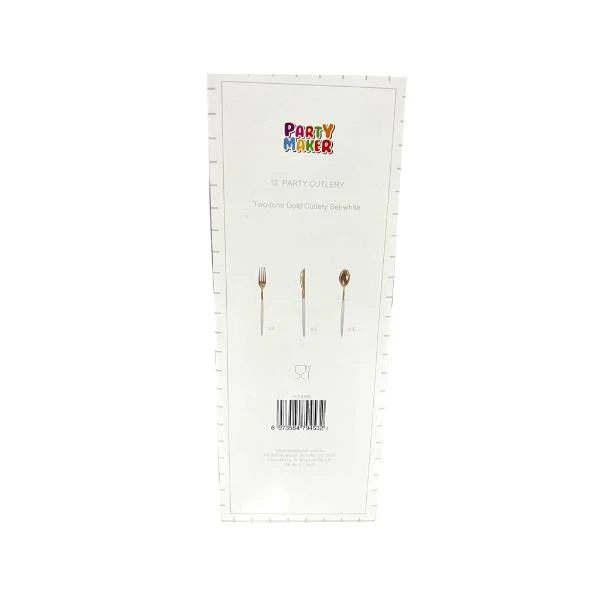 12 Pack Two Tone White & Gold Cutlery Set - Image 2