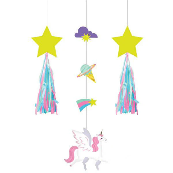 3 Pack Unicorn Galaxy Hanging Cutouts