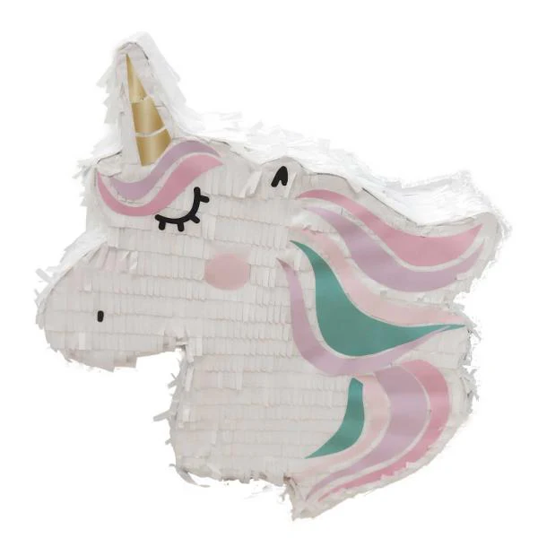 2D Unicorn Head Shape Pull String Pinata - 41cm x 9cm x 34.5cm