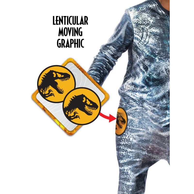 VELOCIRAPTOR DELUXE LENTICULAR KIDS COSTUME- SIZE 6-8 - Image 3