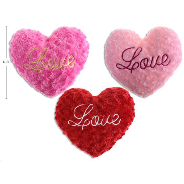 Plush Heart Embroidered 30cm 3 Cols