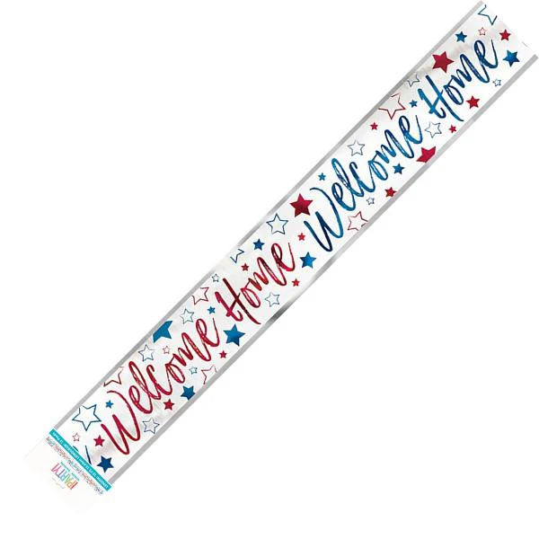 Red White & Blue Welcome Home Foil Banner - 365cm