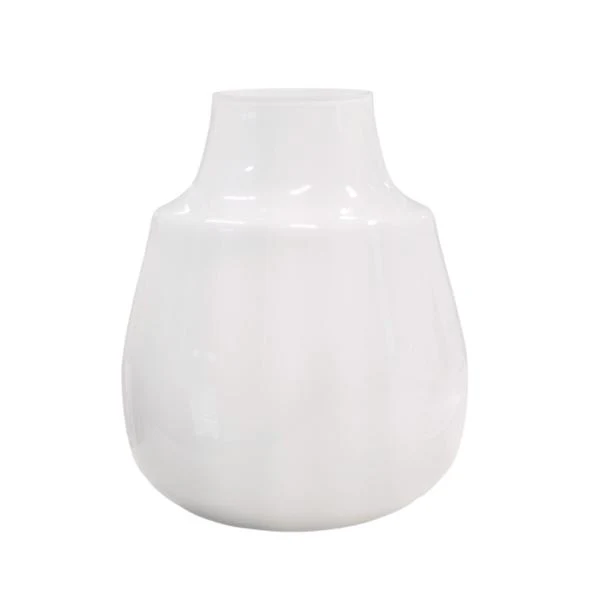 White Glass Belly Vase Tina - 8cm x 7.5cm x 22cm