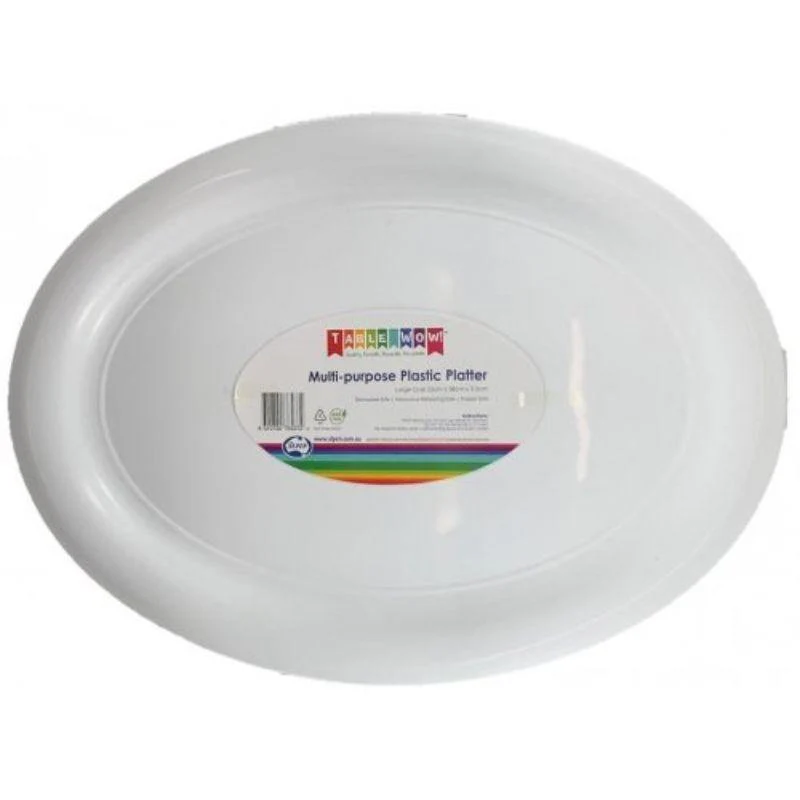 White Large Oval Multipurpose Reusable Platter - 53cm x 38cm x 3.3cm