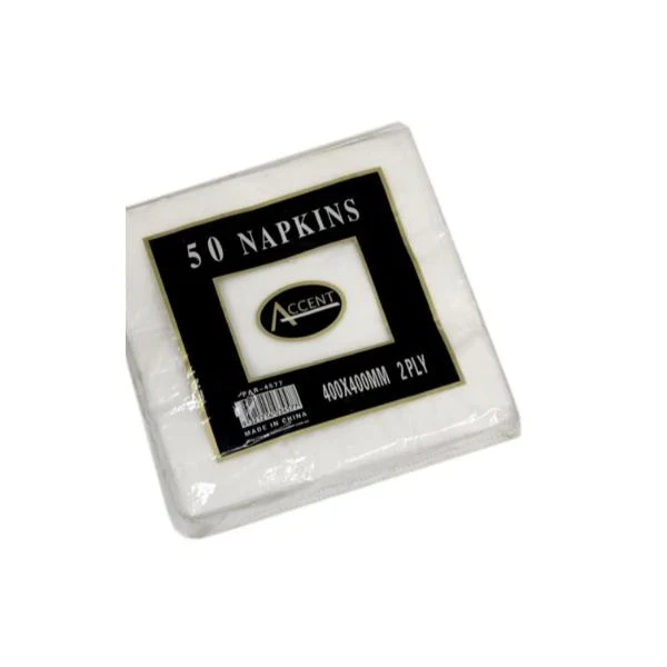 50 Pack White 2Ply Dinner Napkin - 40cm x 40cm