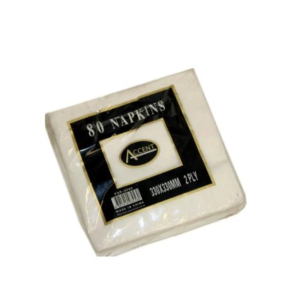 80 Pack White 2Ply Lunch Napkin - 33cm x 33cm