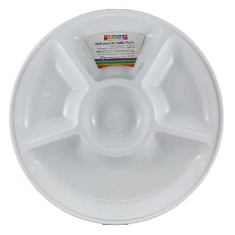 White Plastic 5 Sectional Round Platter - 31.5cm x 3.7cm